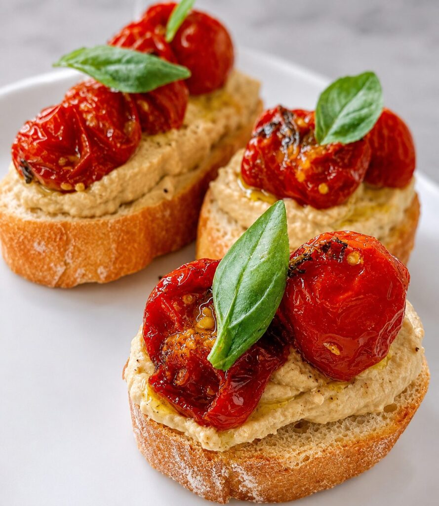 Crostini gluten-free con hummus e pomodorini confit, tra i protagonisti della Milano Beauty Week 2026